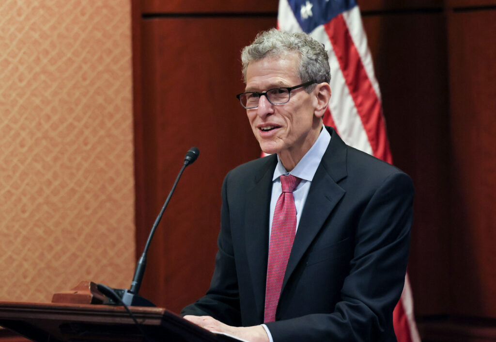 Chair of Protect Our Care Leslie Dach speaks during the "Protecting Our Care in the Courts" conference at the U.S. Capitol on March 12, 2024 in Washington, DC.