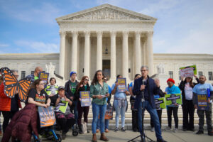 Leslie Dach Speaking Outside of the Supreme Court