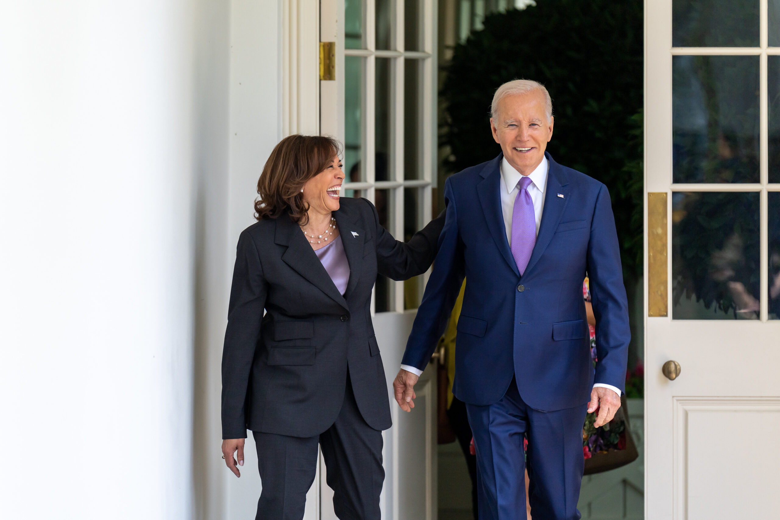 President Joe Biden and Vice President Kamala Harris Walking Through the White House